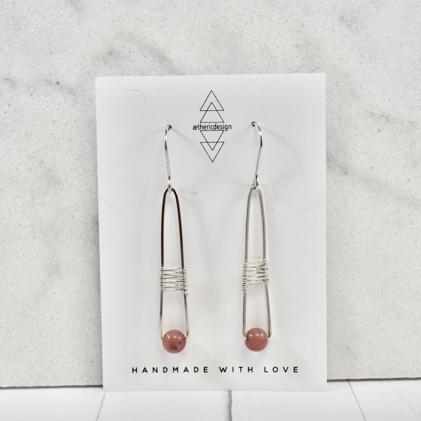 Rhodochrosite Fishtail Earrings