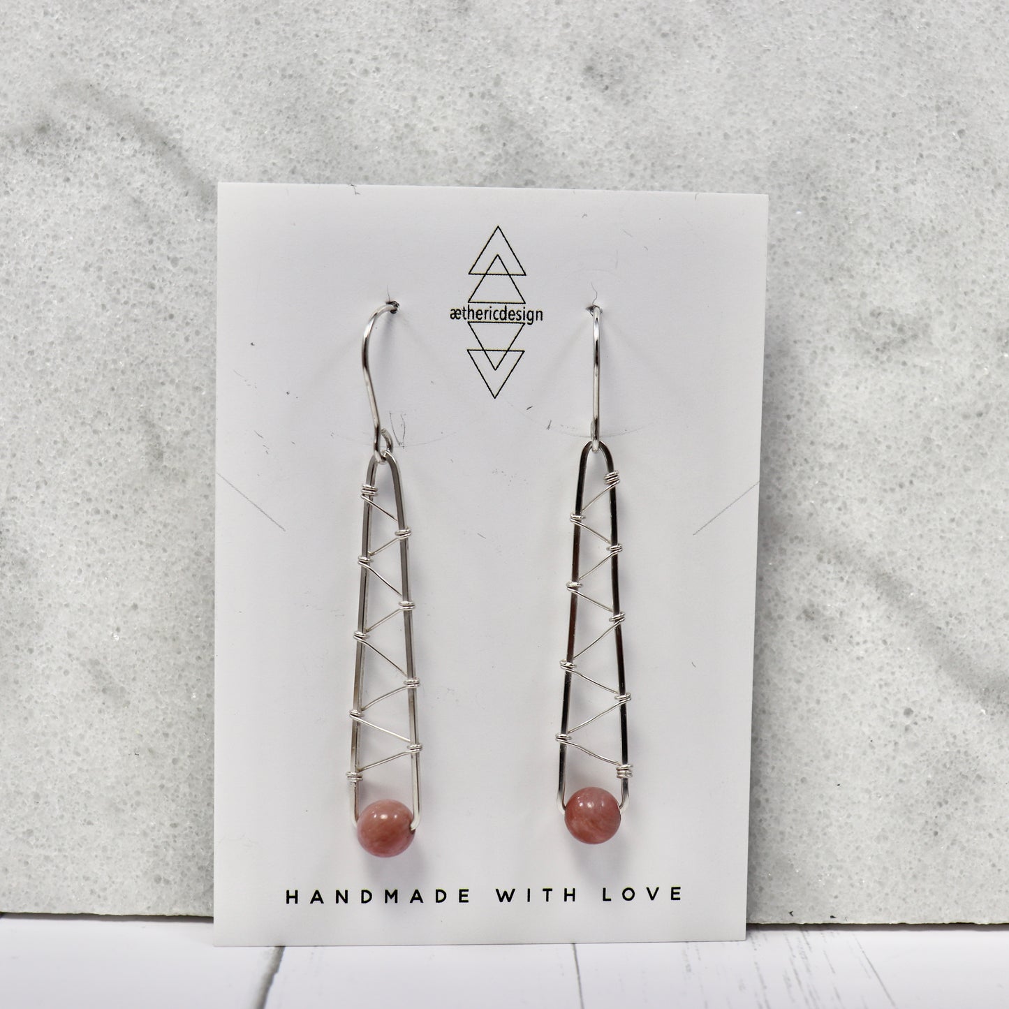 Rhodochrosite Zig-Zag Earrings